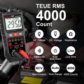 Digital Multimeter TRMS 4000 Counts Multimeter DC AC Voltage Tester Auto-Ranging Voltmeter Amp Meter NCV Live Wire Resistance Continuity Temp for Auto/Home/Electrical MY8300A