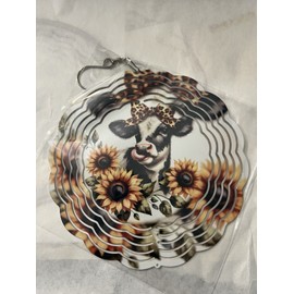 Unbranded Cow & flowers Wind Spinner - Hanging Garden Decor, Gift for Women