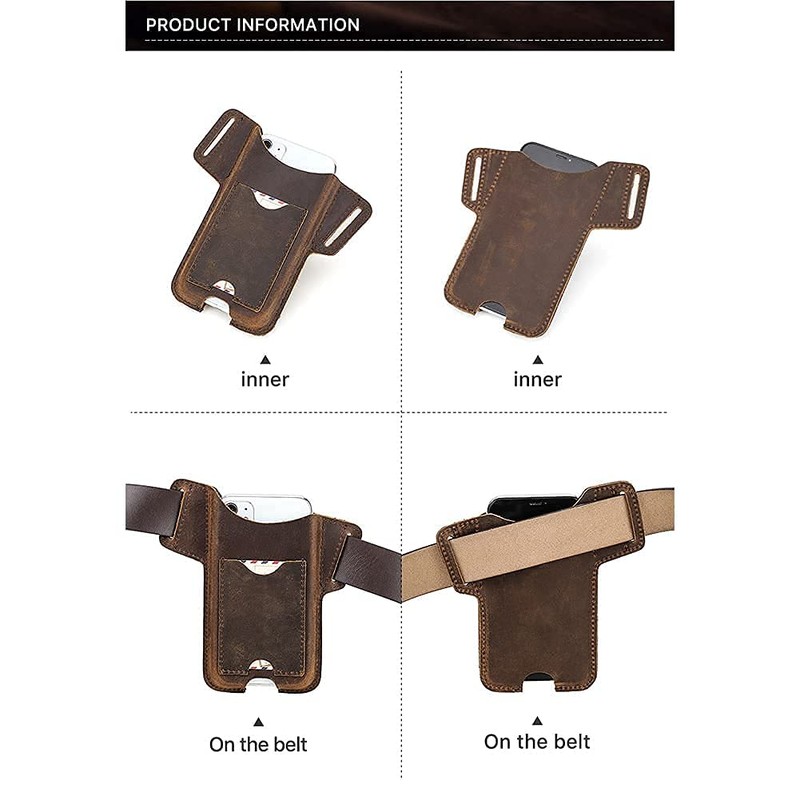 Hiram Custodia per cellulare in Pelle da Uomo Custodia universal