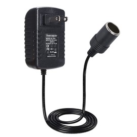 Suacopzar Adaptador de corriente para encendedor de cigarrillos de coche de 12 V 2 A, CA 100 V-240 V a CC 12 V, 2 A, 24 W, transformador de fuente de alimentación, adaptador de enchufe de pared, no apto para limpiador de vacío de coche
