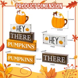 4 Pcs Fall Decor Wooden Tiered Tray Decor, Pumpkins Autumn Decorations Gifts for Home, Thanksgiving Table Centerpiece for Autumn Harvest Party Kitchen