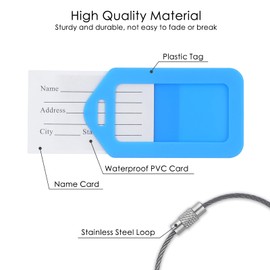 XHTXHT Pack of 12 Premium Luggage Tags with Address Tag, Luggage Tag with Stainless Steel Wire Loop and Waterproof PVC Name Tag, Luggage Tag Air Travel for Travel Bags, Suitcases, Backpacks