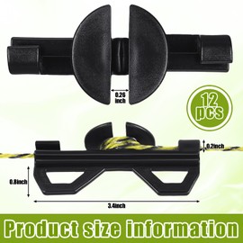 CroBlissful 12 Pcs Electric Fence Tightener Wire Tensioner, Electric Fence Poly Wire Tensioner Plastic Cord Tensioners, Portable Electric Fence Tightener for Inline Fixing, Black