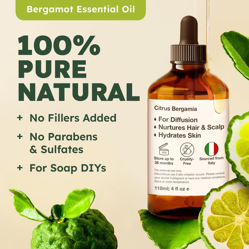 KUKKA essential oils Bergamot Essential Oil for Diffuser & Tea