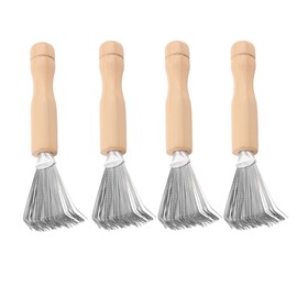 AIMALL 4 PCS Wooden Comb Cleaning Brush Set, Ergonomic Design for Efficient Hair and Dandruff Removal, 4.33 Inches Long