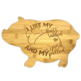 Pig Serving Cutting Board Gift Laser Engraved Wooden, 13 3/4" x 8 3/4"