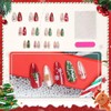 24Pcs Christmas Press on Nails Medium Almond Fake Nails with
