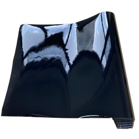LZLRUN Burbuja autoadhesiva de Vinilo Negro de Alto Brillo para liberación de Aire, clasificada para Uso automotriz, Cuchillo de 12 x 60 Pulgadas + Herramienta de Mano (30cm x 150cm)