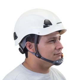 JORESTECH Hard Hat White ABS Work-at-Height and Rescue Slotted Helmet with 6-Point Adjustable Ratchet Suspension ANSI Z89.1-14 Certified for Work, Home, and General Headwear Protection HHAT-03
