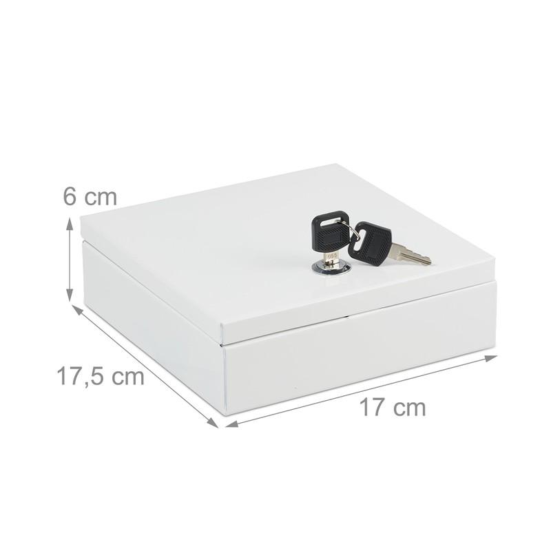 Relaxdays Lockable Cash Box, Removable Insert, 4 Compartments, Iron Cash