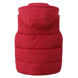 Kids Padded Vest Winter Puffy Detachable Hooded Zipper Up Sleeveless Jacket 5-12T