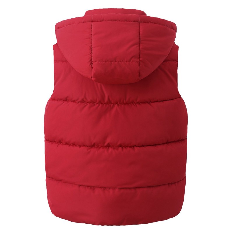 Kids Padded Vest Winter Puffy Detachable Hooded Zipper Up Sleeveless