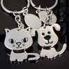 Elizabeth 2-piece Set, Key Ring, Dog & Cat, Metal, Silver,