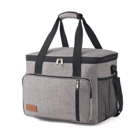 15L Cooler Bag Thermal Insulated Picnic Family Lunch Bag Waterproof Cool Bags Large Shopping Bag for Beach Picnic Camping Travel Grey
