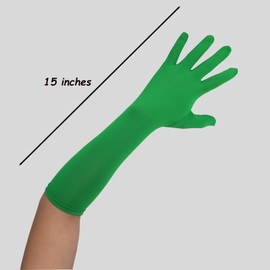 Sheface Men's and Women's 15" Long Spandex Banquet Party Wedding Gloves - Stretchy Costume Gloves (Blue)