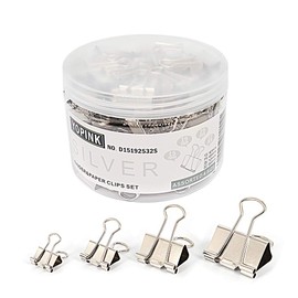 Binder Paper Clips, Assorted Sizes Set (Mini, Small, Medium, Large) for Office School and Home Supplies (Silver)