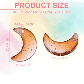 sourcing map 100 Pcs Crystal Charm, Glass Moon Crystal Beads Tiny Hanging Moon Pendant with Gold Foil for Jewelry Making Bracelet Necklace Earring DIY Craft, Gradient Red