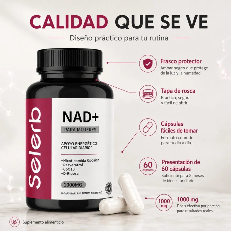 Nad+ Con Resveratrol Para Apoyo Celular Y Antioxidante