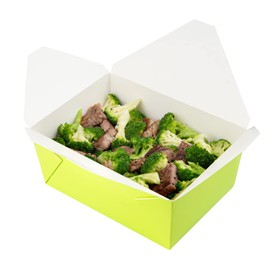 Restaurantware Bio Tek 98 Ounce Take Out Boxes 200 To Go Lunch Boxes - Tab-Lock Closure Heat-Tolerant Green Paper Disposable Lunch Boxes Greaseproof For Hot And Cold Foods