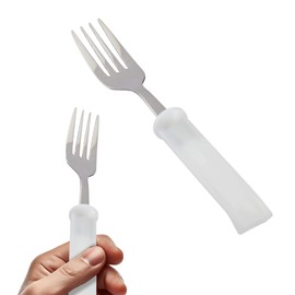 Samons Preston Plastic Handle Utensil, 8" Fork with 4" Contoured Handle, Helps Promote Improved Grasping for Independent Eating, Ideal for those with Limited Hand Control and Poor Grip Strength