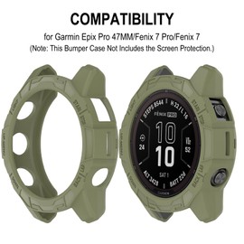 SumRioo Protective Case Cover Compatible with Garmin Epix Pro Gen 2 47mm/Fenix 7/7 Pro 47mm, TPU [Shockproof] [Scratch-Resistant] Protective Case Cover Shell, Green