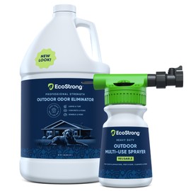 Eco Strong Outdoor Odor Eliminator | Outside Dog Urine Enzyme Cleaner – Powerful Pet, Cat, Animal Scent Deodorizer | Professional Strength for Yard, Turf, Kennels, Patios, Decks (Gallon with Sprayer)