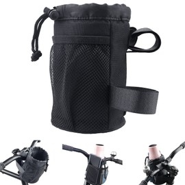 Bike Cup Holder Bicycle Handlebar Water Bottle Holder with Mesh Oxford Pocket Phone Drink Cup Holder for Mountain Bikes,Road Bikes,e-Bike,Kids Bikes,Wheelchairs,Cruisers, etc