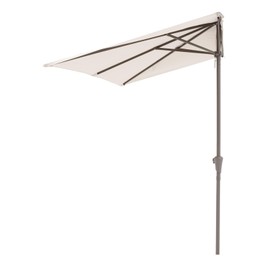 COBANA 7.5’by 4’Half Rectangular Outdoor Patio Umbrella for Patio, Balcony, Garden, Deck, Cream White
