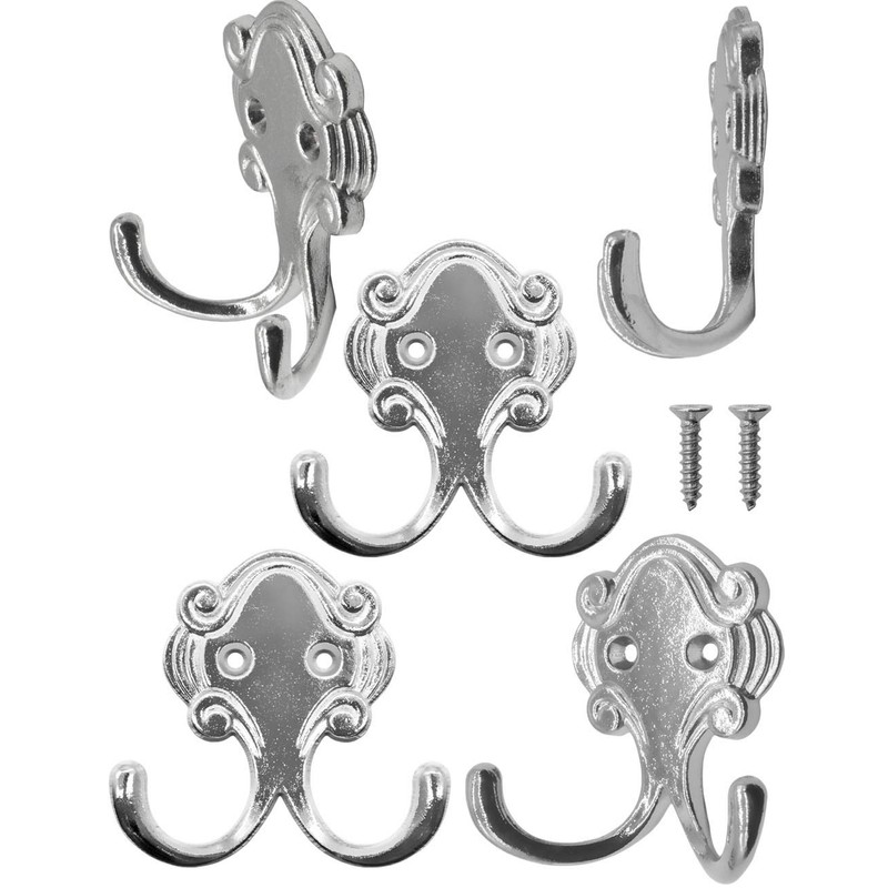 Fuxxer® Antique Double Hooks Set of 5 Wardrobe Hooks 54