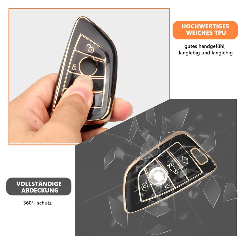 FT FUNTOR Golden Edge Black and White Key Holder, 12Black