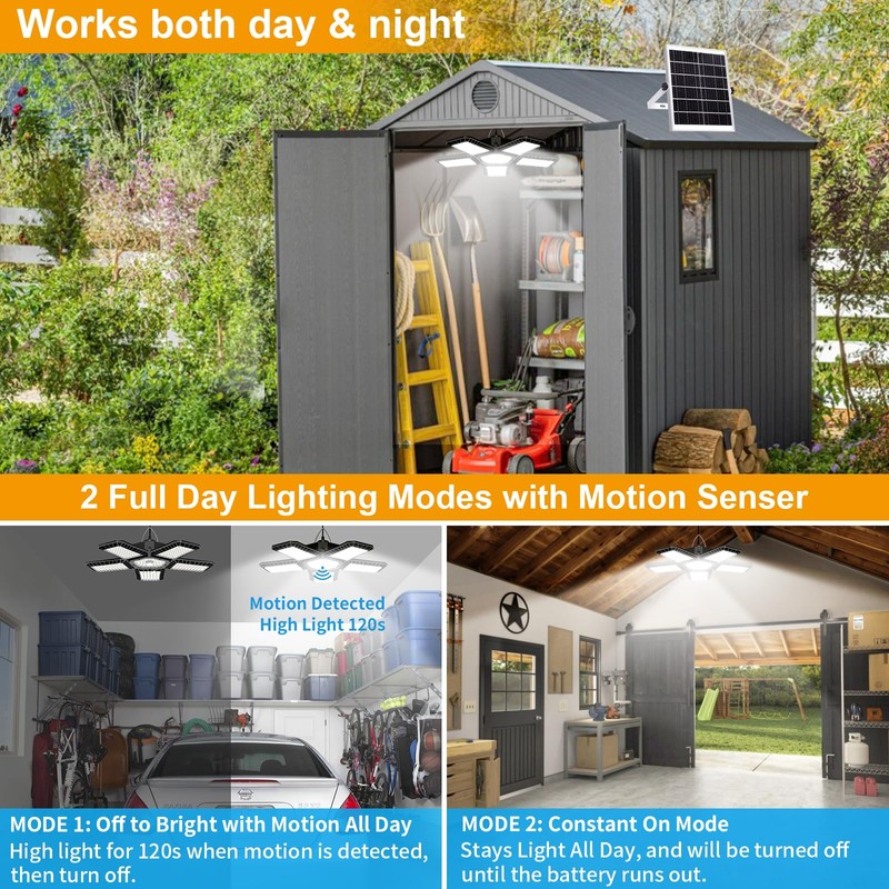 Solar Shed Light Indoor Outdoor, Upgrade Large 267LED Solar Powered