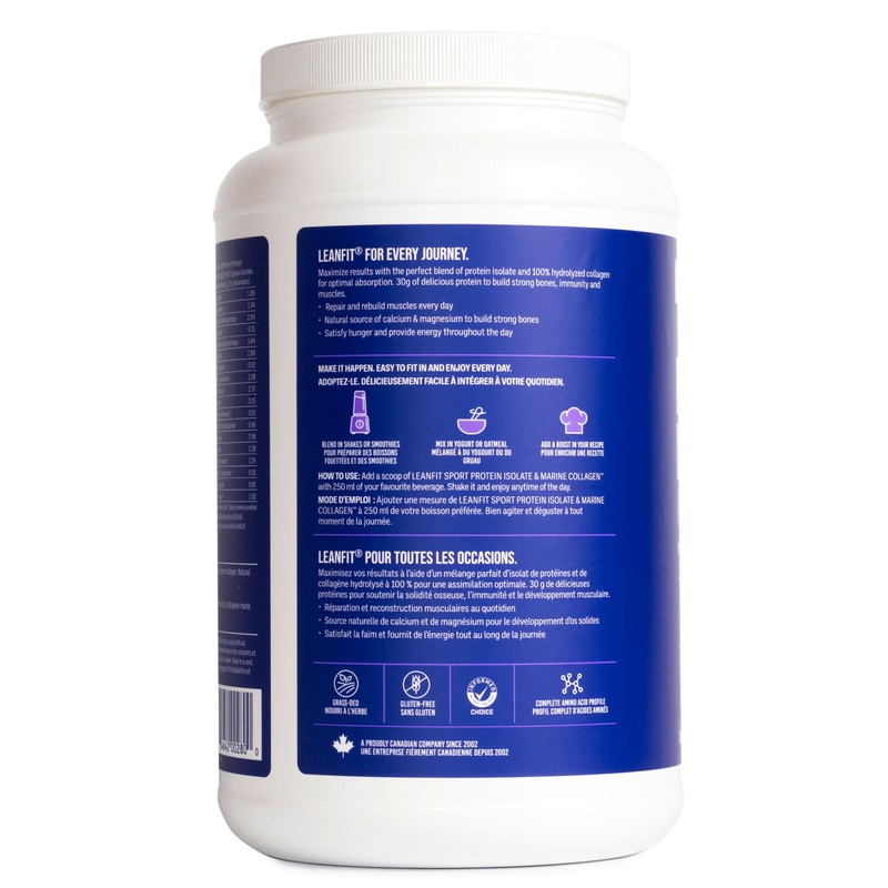 LeanFit LEANFIT SPORT PROTEIN ISOLATE & MARINE COLLAGEN, Natural Vanilla,