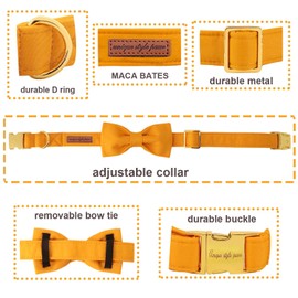 Unique style paws Dog Collar with Bowtie, Soft Cotton Collar with Reinforced Golden Metal Buckle Comfortable & Adjustable Collar for Small Medium Large Dogs & Cats