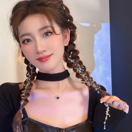 Cadena de trenzada con borla de estrella de diamantes de imitación, joyería para mujer, accesorios de clip de cadena de extensión de cabello con diamantes de imitación Hiphop, pasadores Goody