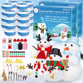 24 Pack Build a Snowman Kit, Snowman Kit Inspiring DIY Christmas Crafts for Kids, Creative Air Dry Clay Modeling Indoor Decorations, Kids Christmas Snowman Crafts Gift for School Winter Party Fun