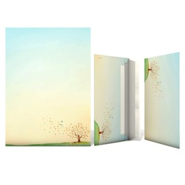 Letter Paper Set | Autumn Watercolour | 50 Sheets Autumn Motif Paper A4 | 50 Envelopes without Window in DIN Long Format