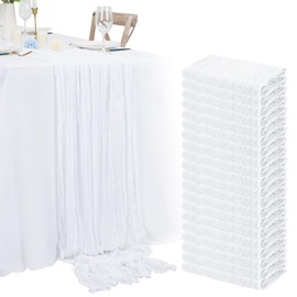 20 Pack White Cheesecloth Table Runner 120 Inch 10FT Rustic Boho Gauze Cheese Cloth Table Runner for Wedding Party Baby Shower Thanksgiving Christmas Decoration