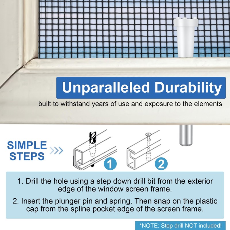 Ceoighe 8 Pack Window Screen Plunger Latches with Caps, 5/32"
