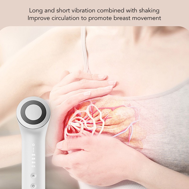 Handheld Breast Massager 3 Microcurrent 3 Temperature Red Lighting Electric