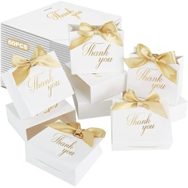 60 Cajas de Regalo, Cajitas para Dulces,Duradero y Reutilizables, Cajitas para Recuerdos, Ideales para Bodas, Fiestas, Aniversarios, Navidad y Todo Tipo de Fiestas y Eventos（Blanco 12x4.5x10cm)