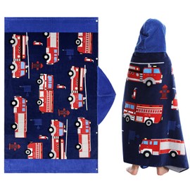 FLYISH DIRECT Children's Bath Poncho 100% Cotton Children's Towel Poncho Children's Bath Towel with Hood Beach Towels for Boys and Girls 127 x 76 cm