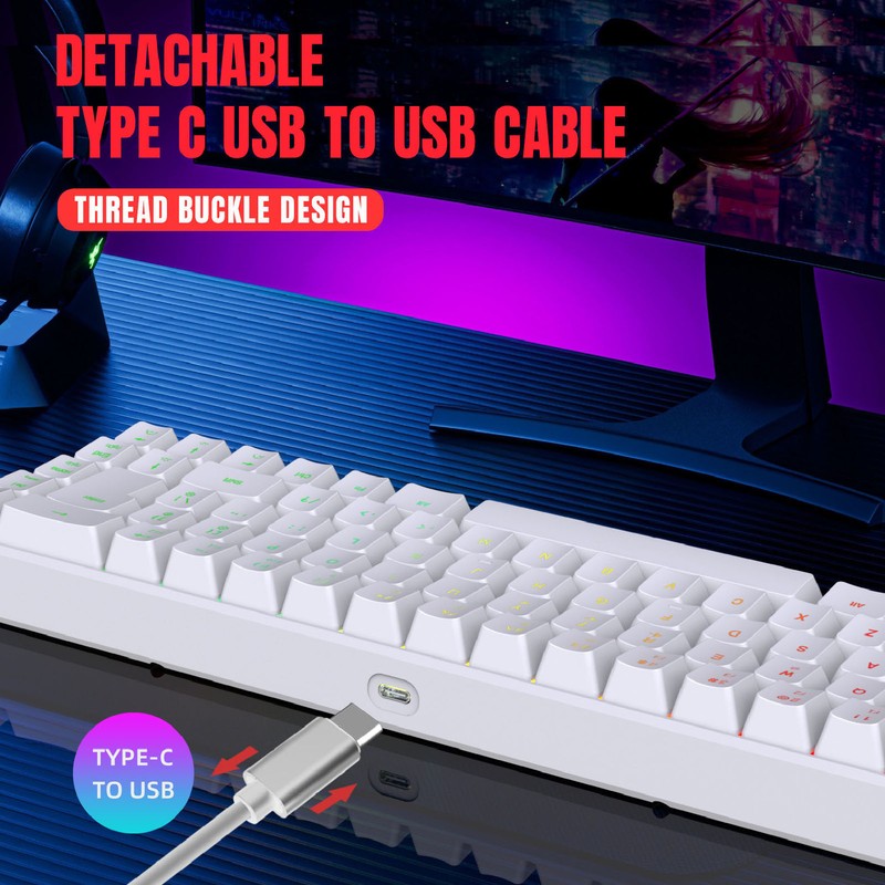 V200 Mechanical Gaming Keyboard Portable 68 Keys Wired RGB Backlit