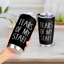 Shqiueos Funny Boss Day Gifts for Boss-Tears of My Staff 20 Oz Stainless Steel Tumbler Cup, Birthday Gifts for Boss, Boss Lady, Employer, Principal, Christmas Gifts for Office Men Women