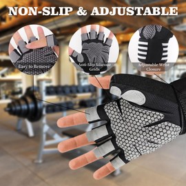 DOINEUFL Weight Lifting Gloves, Gym Gloves Men & Women, Lifting Gloves with Wrist Wraps, Breathable & Full Palm Protection, for Weight Lifting, Workout,Training, Cycling, Hanging, Pull ups (L)