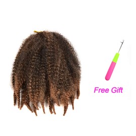 1Pack Marley Hair for Twists 8Inch Short Braiding Hair Afro Kinky Twist Crochet Braids Ombre Synthetic Fiber Hair Extensions for Women(1B-30#)
