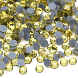 Hotfix Rhinestones Flatback Glass Rhinestone 288PCS SS30 5.8-6.2MM Round Gems for Nails Art Glitter Crystals Stone DIY Bags Clothes Shoes (Light Yellow)