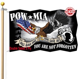Sirrail Pow Mia Eagle Flag 3x5 Outdoor Double Sided 3 Ply-Made In USA-Pow Flag Durable Polyester Double Stitched Clear Pattern Vivid Colors Comes with 2 Brass Grommets for Indoor Outdoor Office Company Boat