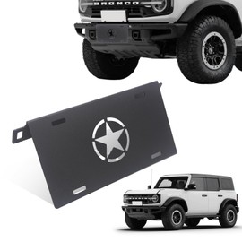 Spawson Front License Plate Frame for Ford Bronco 2024 2023 2022 2021 2/4-Door, Aluminum Alloy License Plate Mounting Bracket Holder for Heavy-Duty Modular Bumper Bronco Accessories