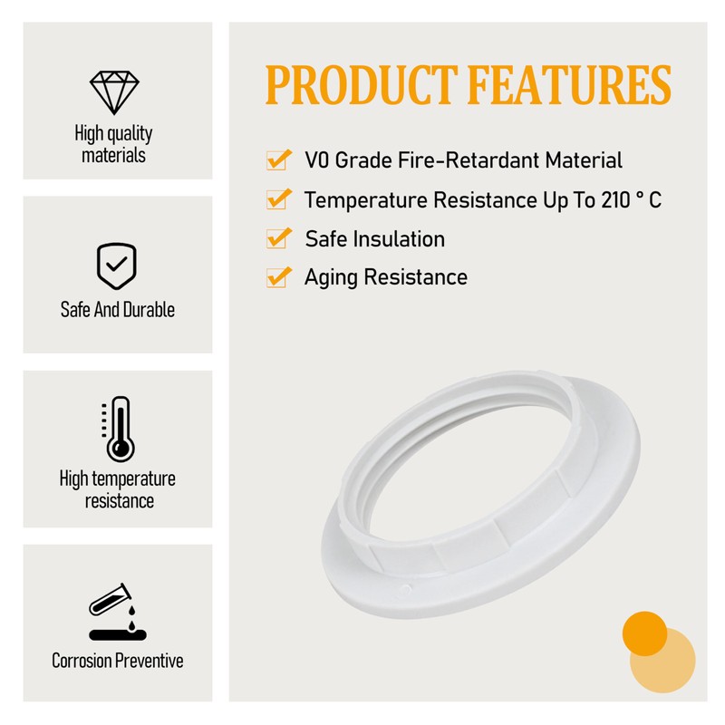 Light Socket Shade Rings for Medium Base E26 Sockets，Threaded Socket