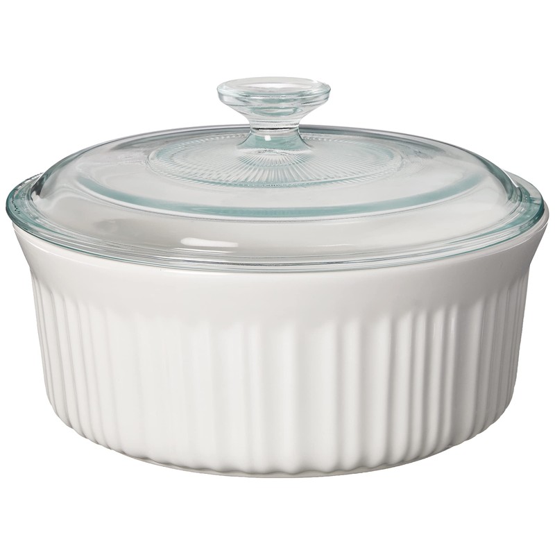 CorningWare French White 7-Pc Ceramic Bakeware Set with Lids Chip